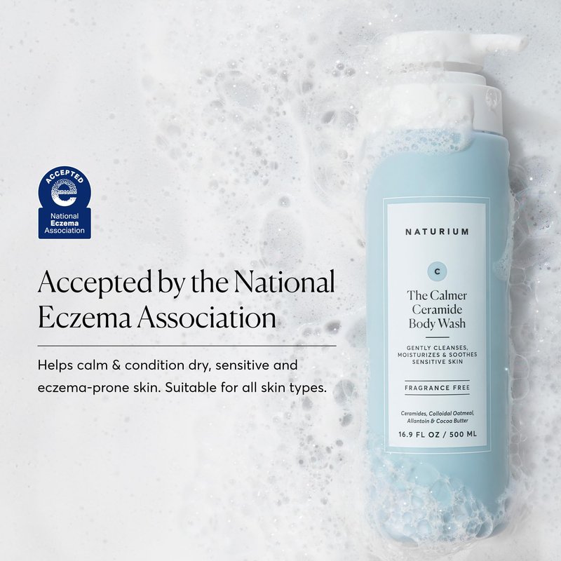 Naturium The Calmer Ceramide Body Wash, Frangrance-Free, Cleansing & Moisturizing for Dry, Sensitive Skin, Dermatologist-Tested, Paraben & Cruelty-Free, 16.9 oz