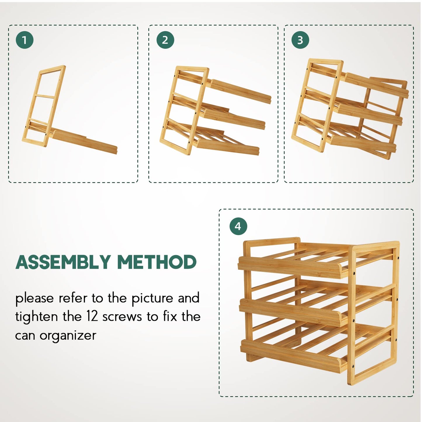 Yumkfoi Bamboo Can Organizer for Pantry, 3 Tier Stackable Can Storage Organizer Pantry with Label Sticker and Marker Pen, Can Holders for Cabinet and Can Rack Organizer (Natural Bamboo)