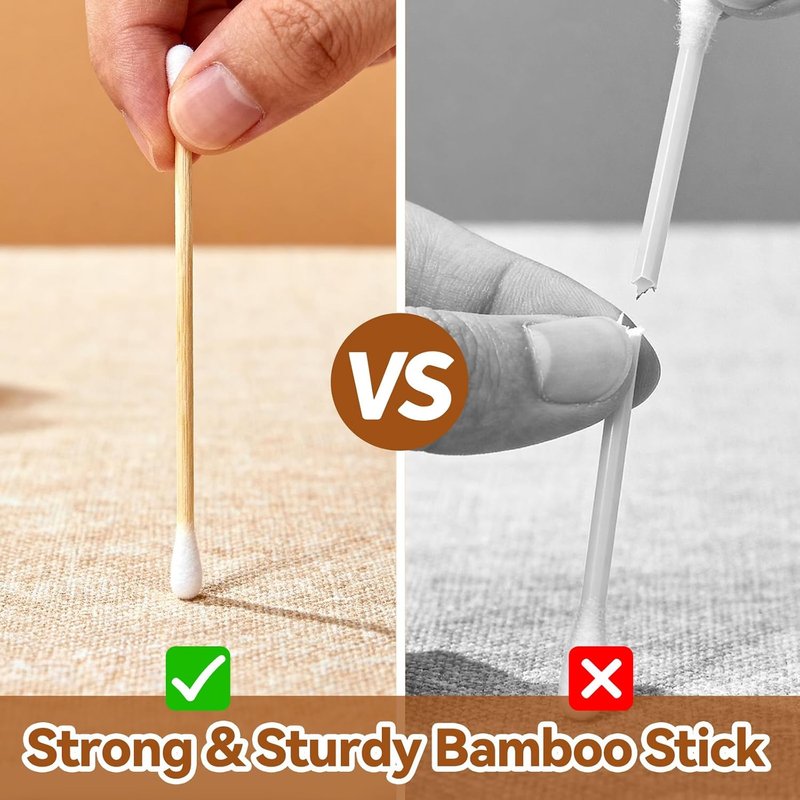 Bamboo Cotton Swabs - 500 Count Biodegradable Organic Buds for Makeup & Ear Cleaning | Eco-Friendly Wooden Sticks