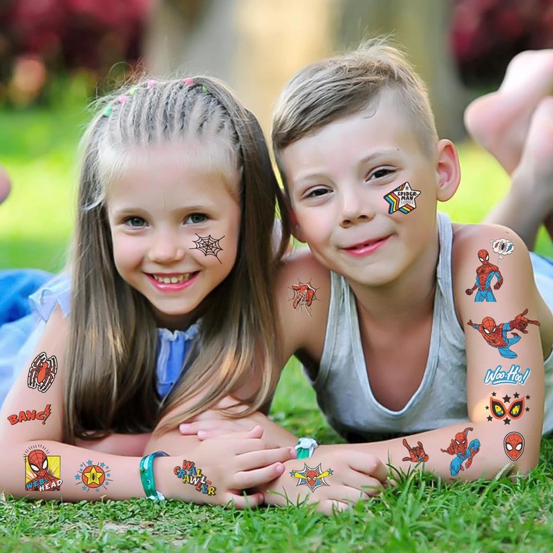 10 Sheets Spiderman Temporary Tattoos for Kids, Cool Birthday Party Favors, Cute Cartoon Decoration Sticker Gifts for Teen Girl Boys Home Activity Class Prizes Carnival Christmas Rewards