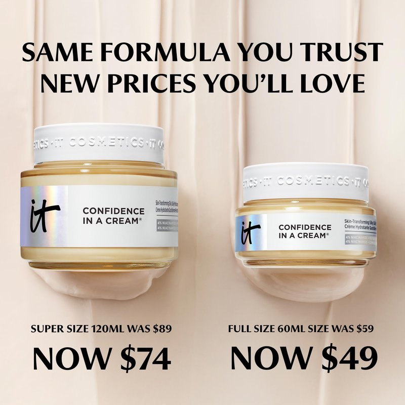 IT Cosmetics Confidence in a Cream - Anti Aging Face Moisturizer, Visibly Reduces Fine Lines & Wrinkles, Up To 48H Hydration, Repairs Skin Barrier, Squalane & Ceramides - 2 fl oz