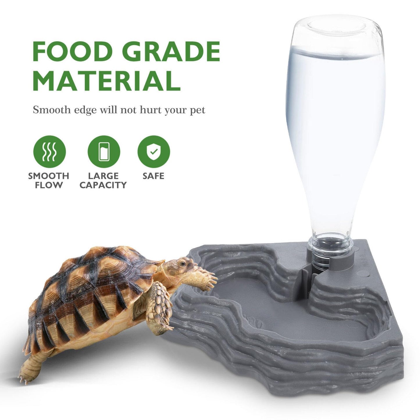 Scicalife Reptile Water Feeder - Automatic Water Dispenser Waterer Feeding Accessories for Turtle Frog Bearded Dragons Lizards Geckos for Terrarium Tank (Grey)