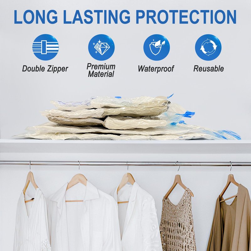 Fygrip Vacuum Storage Bags with Hand Pump, Plastic Packaging Bags, 80% Space Saver Vacuum Seal Bags for Clothing, Travel Lugggage, Blankets, Comforters, 20 Combo