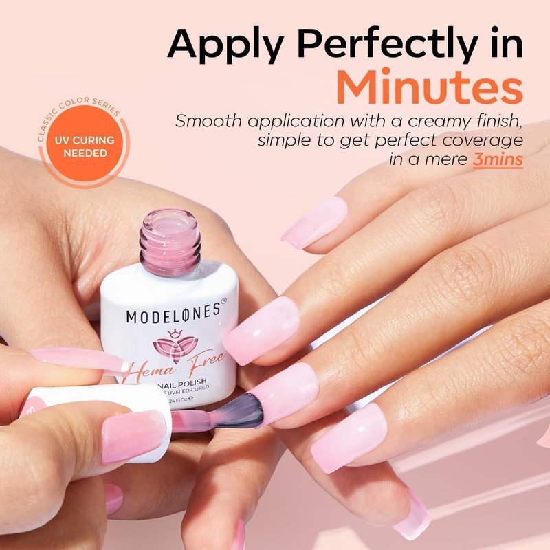 modelones Jelly Gel Nail Polish 6 Colors Hema Free Transparent Jelly Milky Pink Sheer Pink Neutral Nude Gel Polish Nail Soak off Nail Polish French Nail Art Manicure DIY Home Salon Gift Women