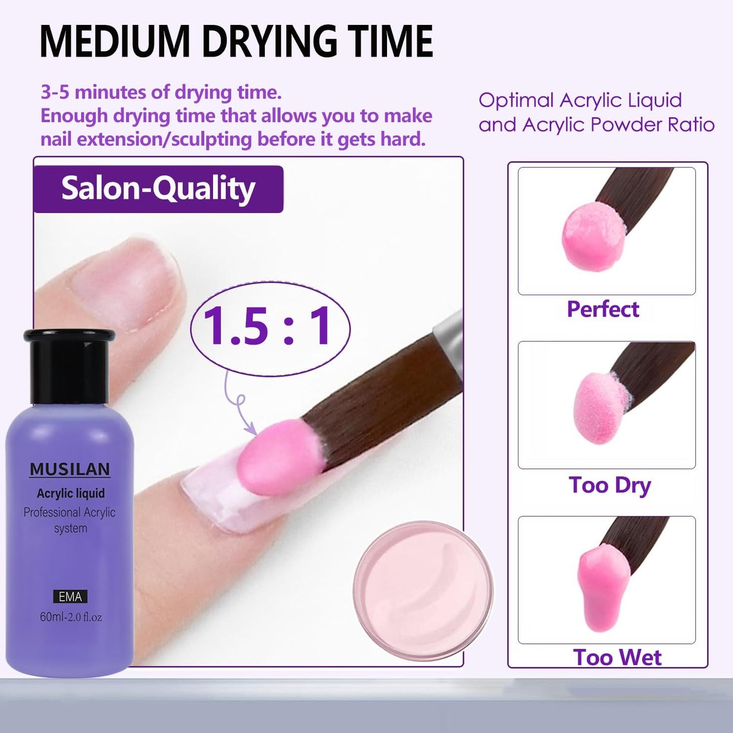 Skiennix Monomer Acrylic Nail Liquid - Professional 6oz | MMA-Free, Quick Dry for Nail Art