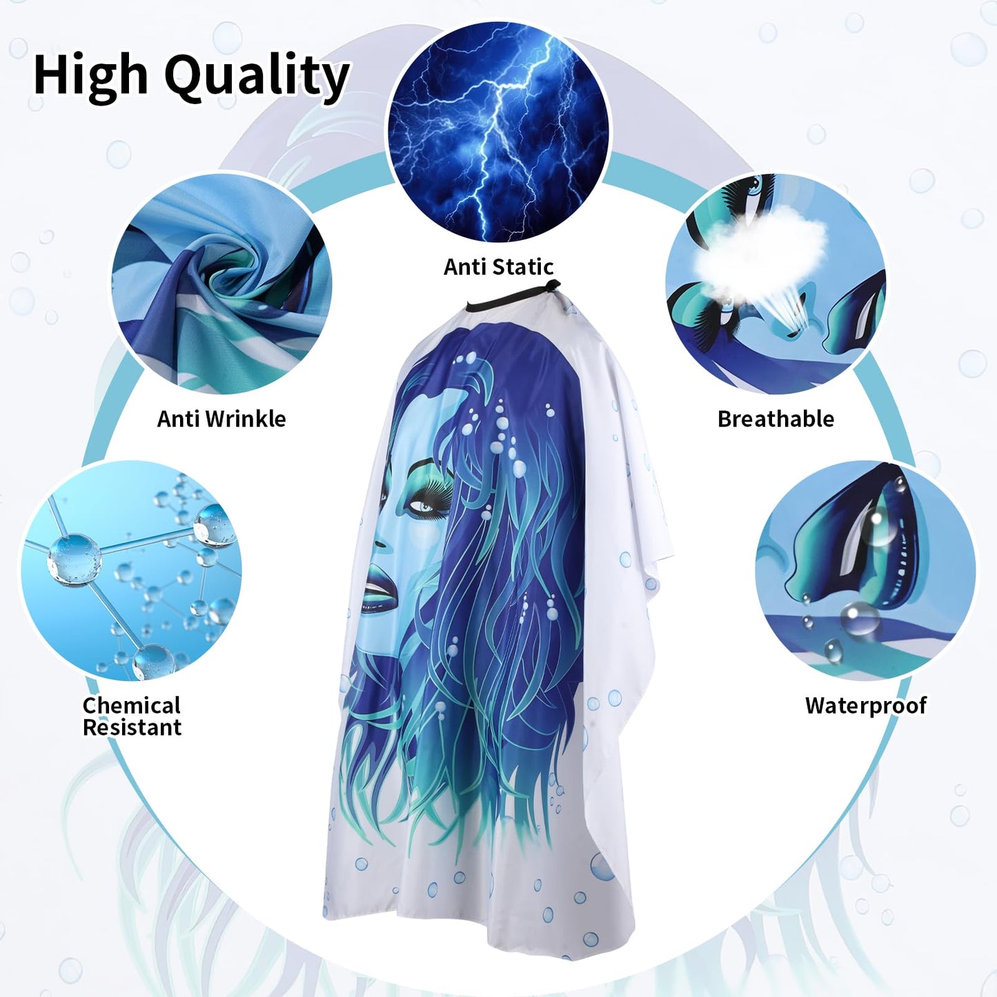 YELEGAI Professional Hair Cutting Cape with Neck Duster Brush, Large Size Salon Barber Cape for Men, Women and Kids (Girls)