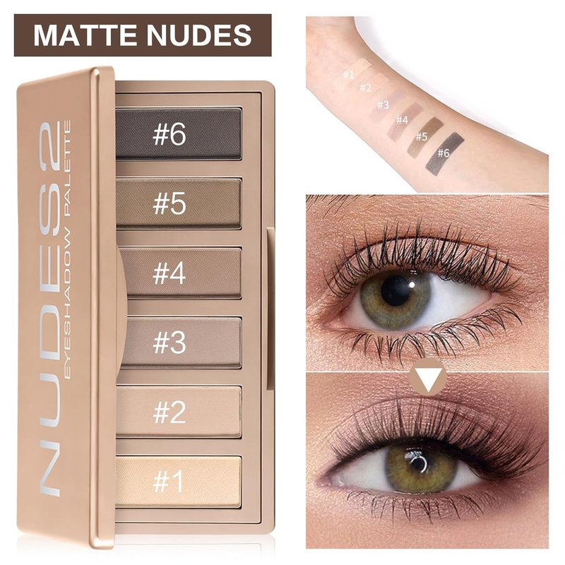 Matte Neutral Mini Eyeshadow Palette - Ultra Blendable Cool-Tone Nude Shades | Long-Lasting, Smooth Texture