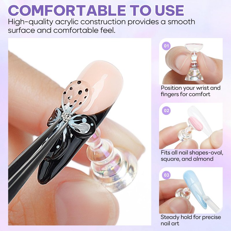 Nicedeco Nail Stand Display, DIY Magnetic Nail Holder for Nail Tips, Acrylic Nail Practice Holders Nail Painting Stand with 96Pcs Reusable Adhesive Putty for False Nail Tip Manicure Tool