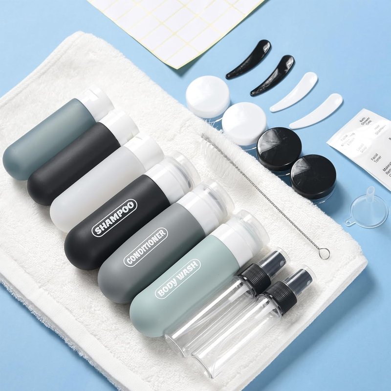 Skiennix 20 Pack Travel Bottles Set - TSA Approved Leak Proof Toiletry Containers | Dark Color