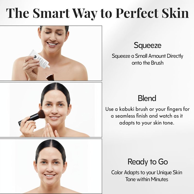 Jerome Alexander My Color Foundation - Hydrating Self-Adjusting Makeup with Kabuki Brush | Medium, 1 oz