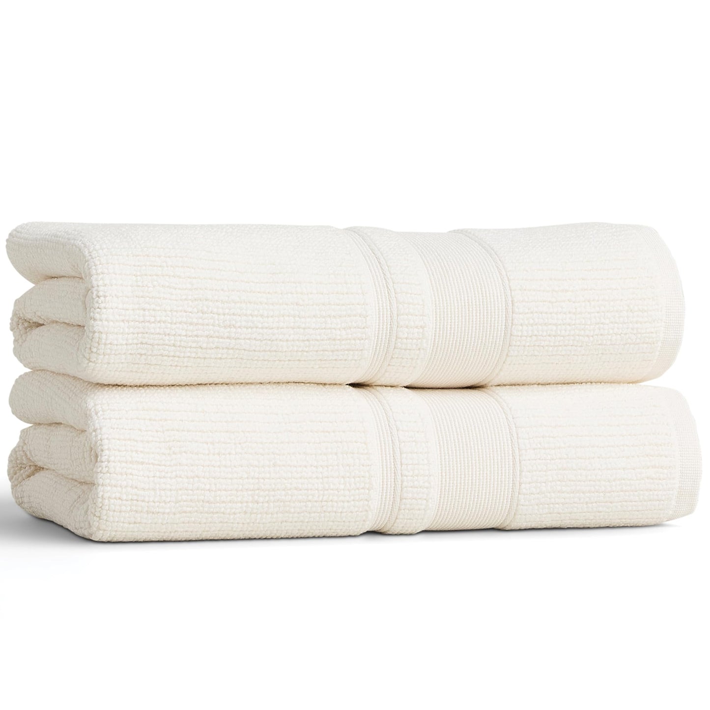 Preston Lane Douro Bath Towel Set – 2 Pack Luxury Cotton Towels, Ultra Soft & Absorbent, Quick-Dry Spa-Quality Bathroom Towels, Made in Portugal, Alabaster 54.25 x 26.5