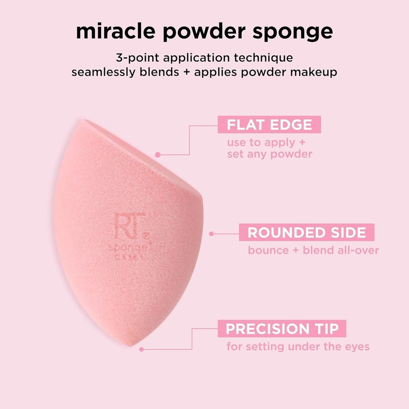 Real Techniques Miracle Mattifying Makeup Sponge Duo - Full Coverage Blending Sponges for Oily Skin | 2 Count, Matte Finish