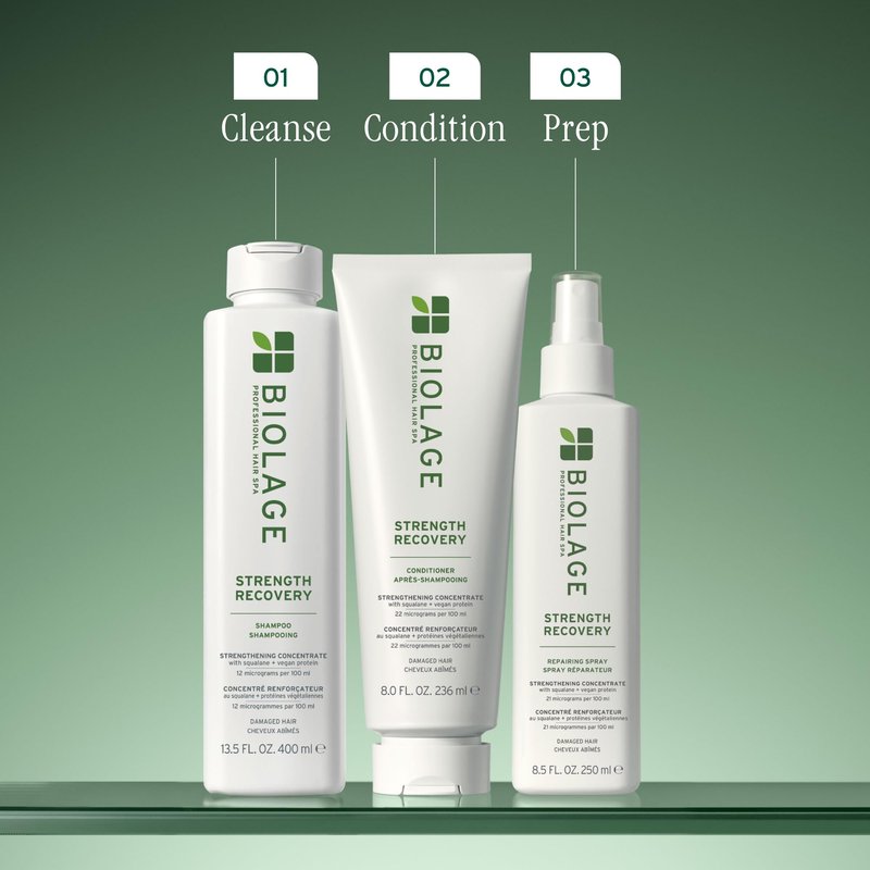 Biolage Strength Recovery Shampoo - Reduces Breakage & Detangles, Instantly Strengthens and Moisturizes, For Damaged Hair, With Olive Squalane & Vegan Proteins, Paraben & Mineral Oil-Free, 13.5 Fl Oz