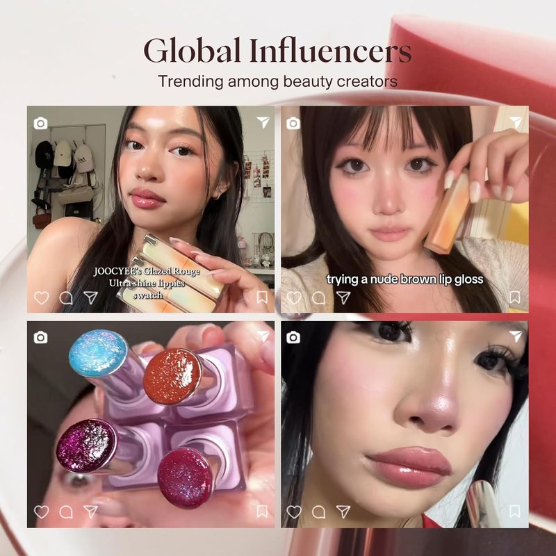 Joocyee Glazed Lip Tint - Lightweight Moisturizing Lip Oil with Squalane & Jojoba Oil | Rosy Fantasy