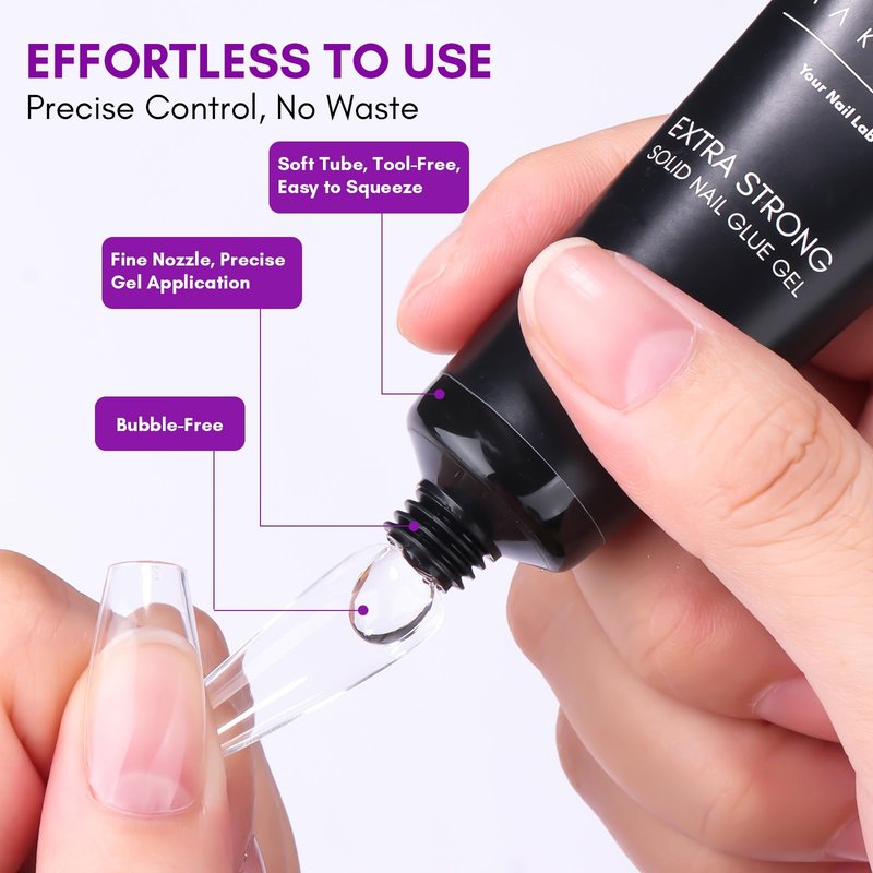 Makartt Solid Nail Glue Gel: Super Strong Nail Glue for Press On & Acrylic Nails, 3D Gel Nails Art Design, Long Lasting Clear Adhesive 15ML, UV Lamp Cured, Ideal for Home Salon DIY Use
