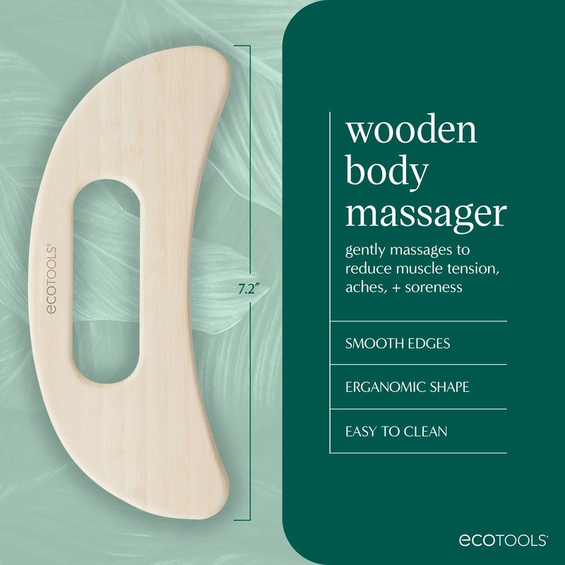 EcoTools Wooden Body Massager, Relieve Sore Muscles, Wood Massager Tool for Body, Unique Shape Provides Relaxation & Relieves Muscle Tension, Eco Friendly, Cruelty-Free, & Vegan, 1 Count