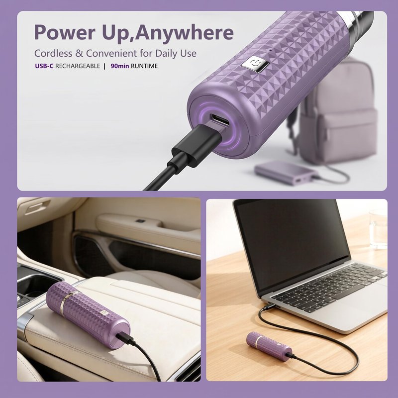 Painless Facial Hair Removal for Women, Electric Face Shaver, Portable Peach Fuzz Trimmer for Lip, Chin & Cheeks, USB-C Rechargeable 90 Mins Cordless Shaver, Gentle for Sensitive Skin (Purple)
