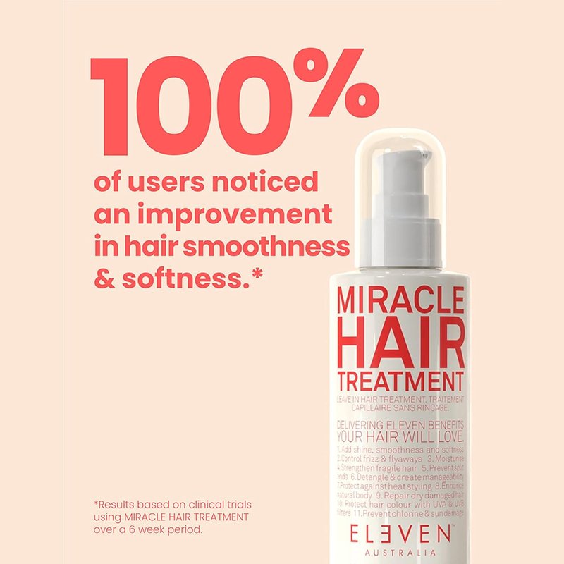 ELEVEN AUSTRALIA Miracle Leave-In Conditioner - Frizz Control & Heat Protection for Curly & Straight Hair | 4.2 Fl Oz