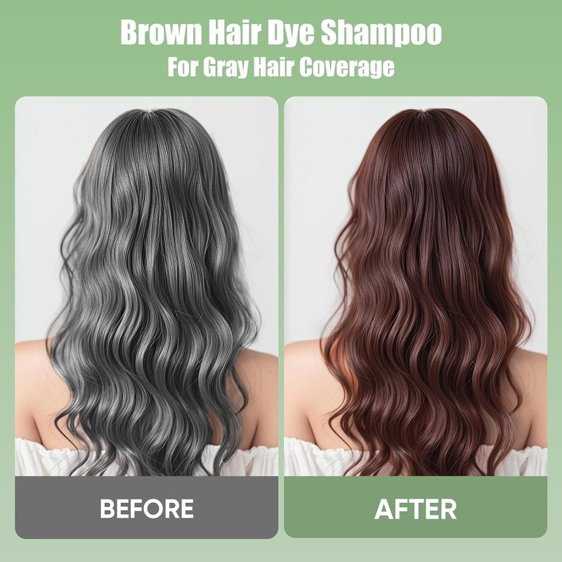 Brown Hair Dye Shampoo - 3-In-1 Natural Color Treatment for Gray Hair | Ammonia & Paraben Free