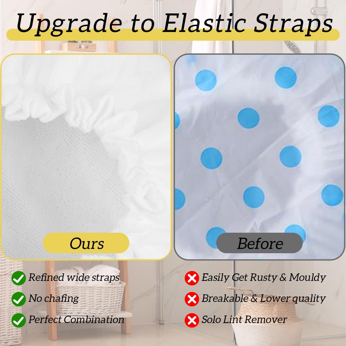 Reusable Shower Caps for Women Waterproof Double Layer Bath Cap Terry Lined Shower Cap with Elastic Large Bath Hair Caps for All Hair Lengths for Women Spa Home Salon Use(White)
