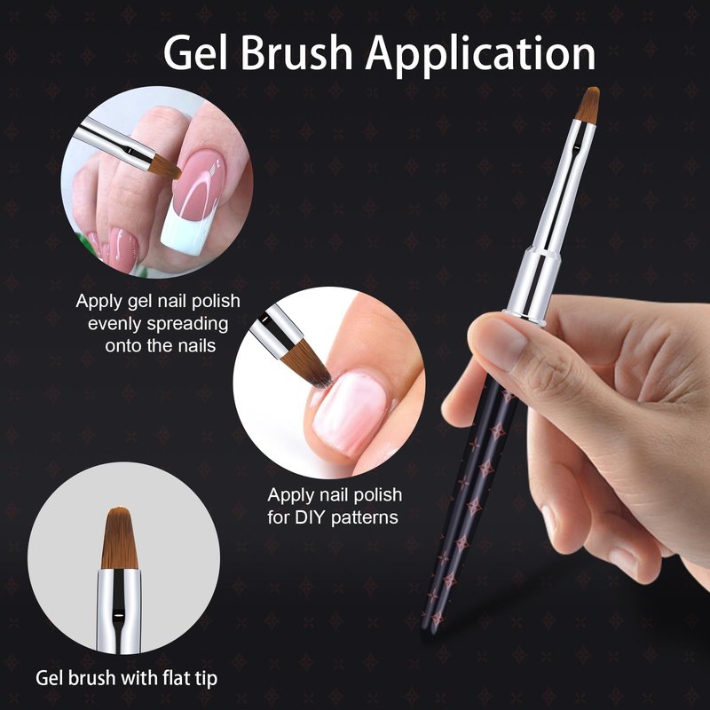 Shine Chance 2Pcs Acrylic Nail Brushes Set, 100% Pure Kolinsky Size 10 Nail Art Brush & Small Clean Up Brush, Art Design & Polish Mistake Cleaning Manicure Tools for Women Acrylic Application