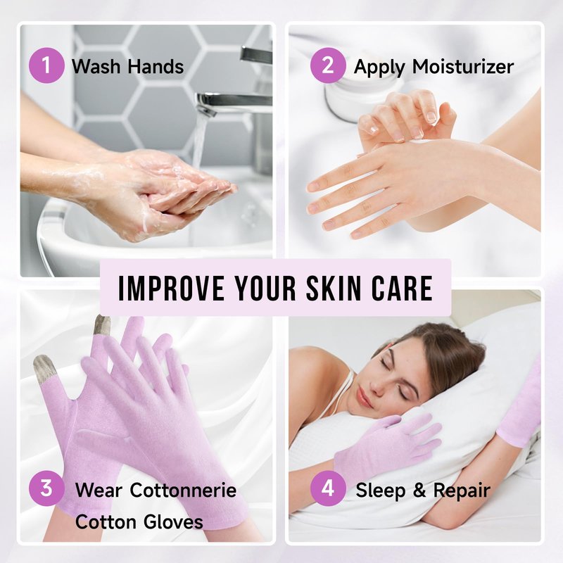 HandLove Premium 100% Cotton Gloves | Moisturizing Gloves for Dry Hands | Overnight Sleeping & Eczema | Touchscreen Friendly | Baby Pink, 2Pairs