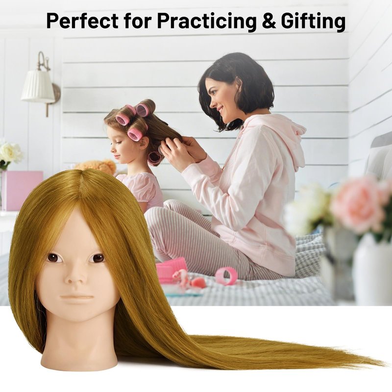 23" Mannequin Head with 90% Real Human Hair for Makeup Practice, Hairdressing Training, Braiding, and Styling with Adjustable Tripod Stand