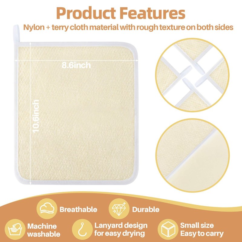 MAQIHAN Exfoliating Cloth - 4 Pack Exfoliating Washcloths for Body and Face Clean 8 × 10 inches Durable Weave Bath Body Scrubber Face Wash Cloths Bath Towel Washcloths Wash Towels for Women and Men