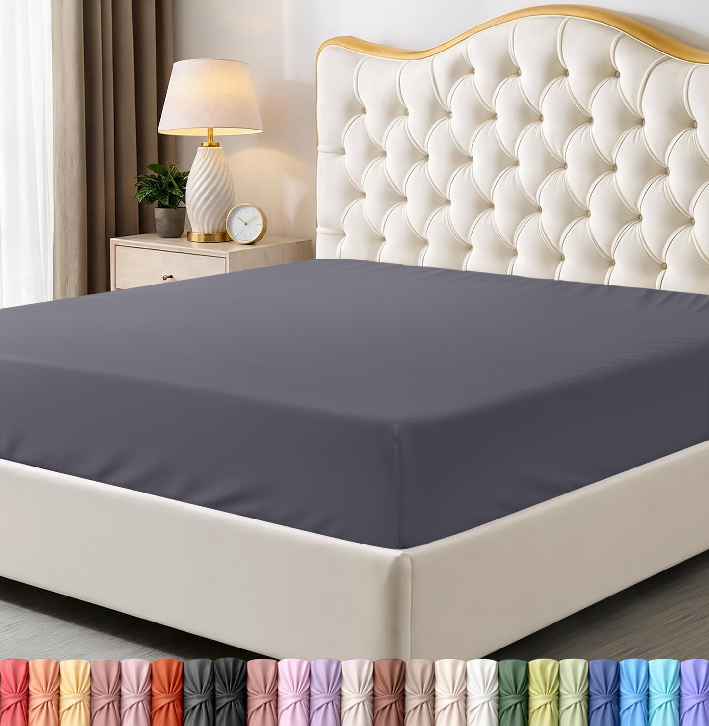 Utopia Bedding Twin Fitted Sheet - Bottom Sheet - Deep Pocket - Soft Microfiber - Shrinkage and Fade Resistant - Easy Care -1 Fitted Sheet Only (Grey)