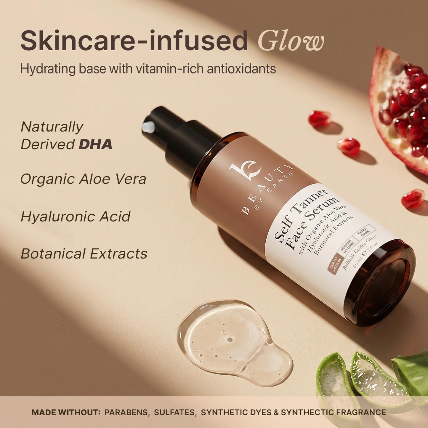 Face Tanner Serum - USA Made with Natural & Organic Ingredients, Sunless Self Tanner for Face with Anti-Aging Hyaluronic Acid, Non Toxic Bronzing Serum for Streak-Free Fake Tan & Natural Glow