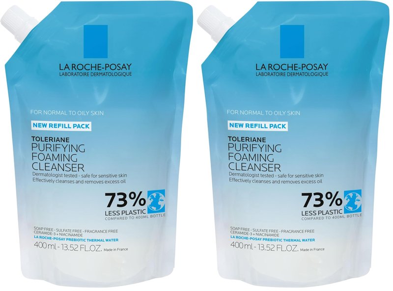 La Roche-Posay Toleriane Purifying Foaming Facial Cleanser,Niacinamide+Ceramides+Prebiotic Thermal Water,Oil Free Face Wash For Oily Skin,Pore Cleanser Safe For Sensitive Skin, Soap Free,(Pack of 2)