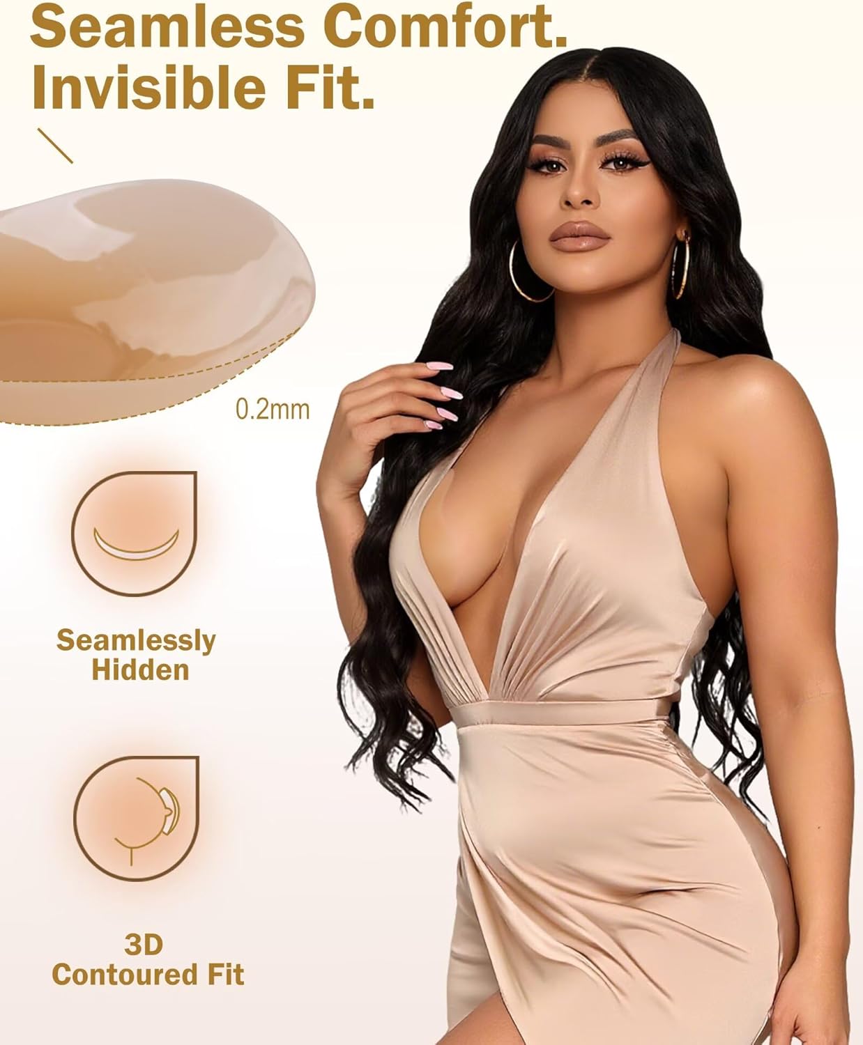 Skiennix Push Up Sticky Bra - Invisible Adhesive Lift Tape with Nipple Covers | 2 Pairs