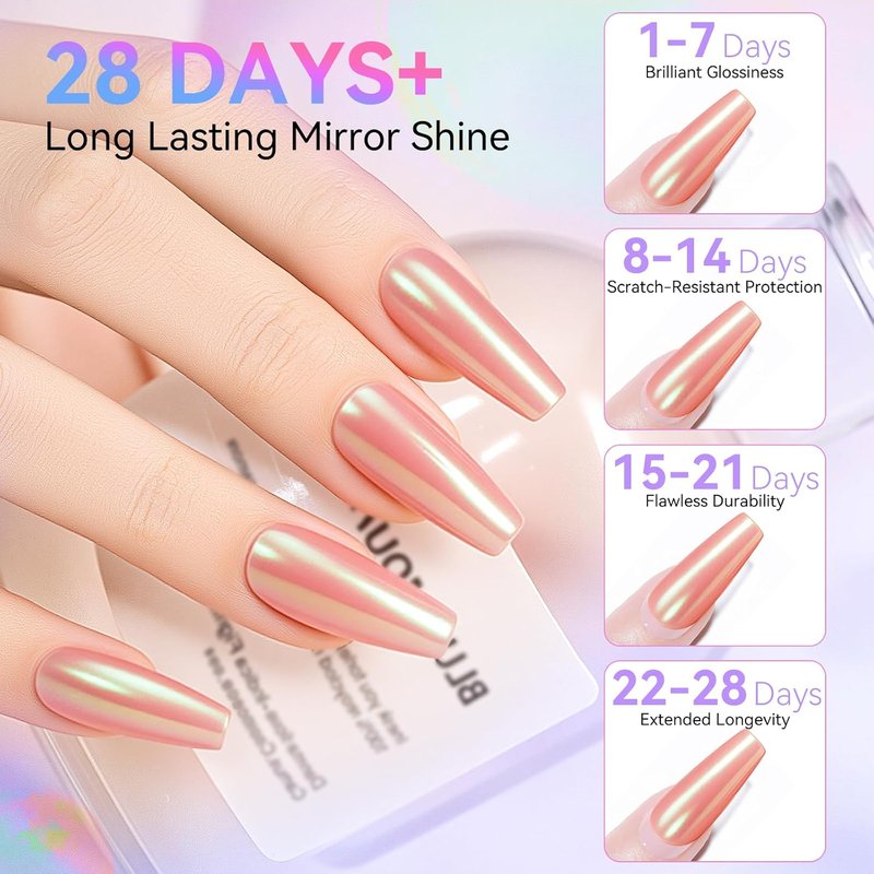 Makartt No Wipe Gel Top Coat - Clear High Gloss Finish for Chrome Nails | 8ml Pink Bottle