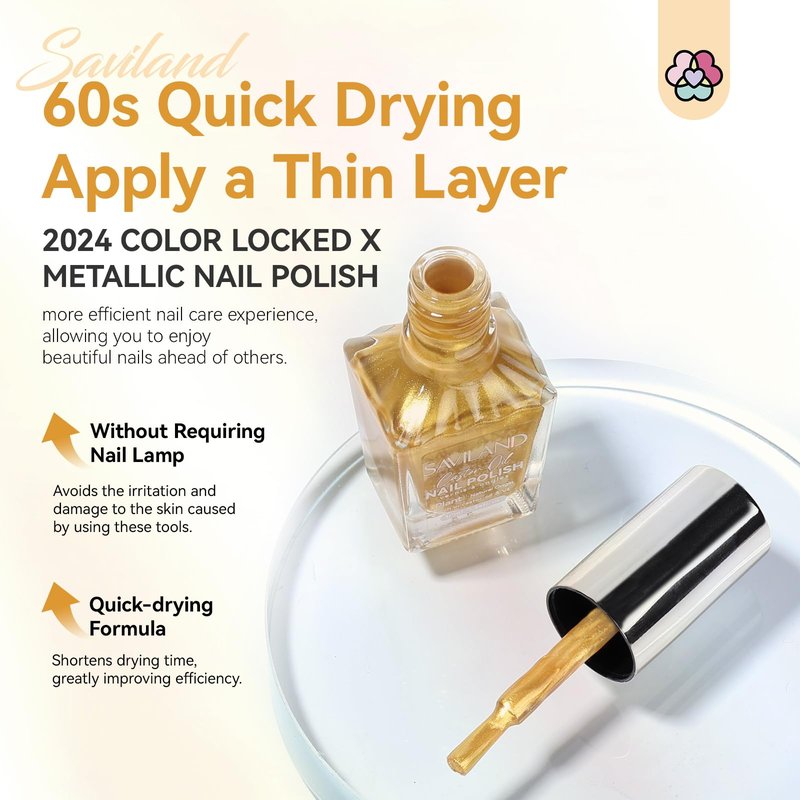 SAVILAND Metallic Gold Nail Polish: Quick Dry Mirror Golden Nail Polish Regular Chrome Fingernail Polish Easy To Use & Remove No Curing Needed Bulk Nail Lacquer for Toes Nail Art DIY Home 0.34 oz