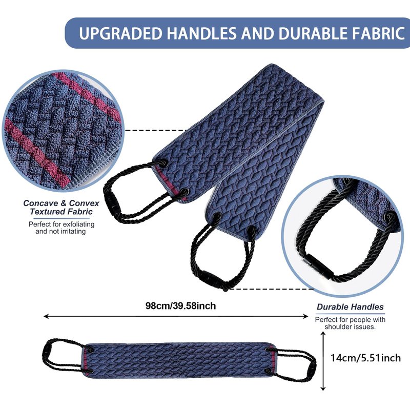 Double Sided Back Scrubber with Long Handle, Exfoliating Shower Brush for Deep Cleaning and Dead Skin Removal, Adjustable Bath Scrubber for Back Acne - Men and Women