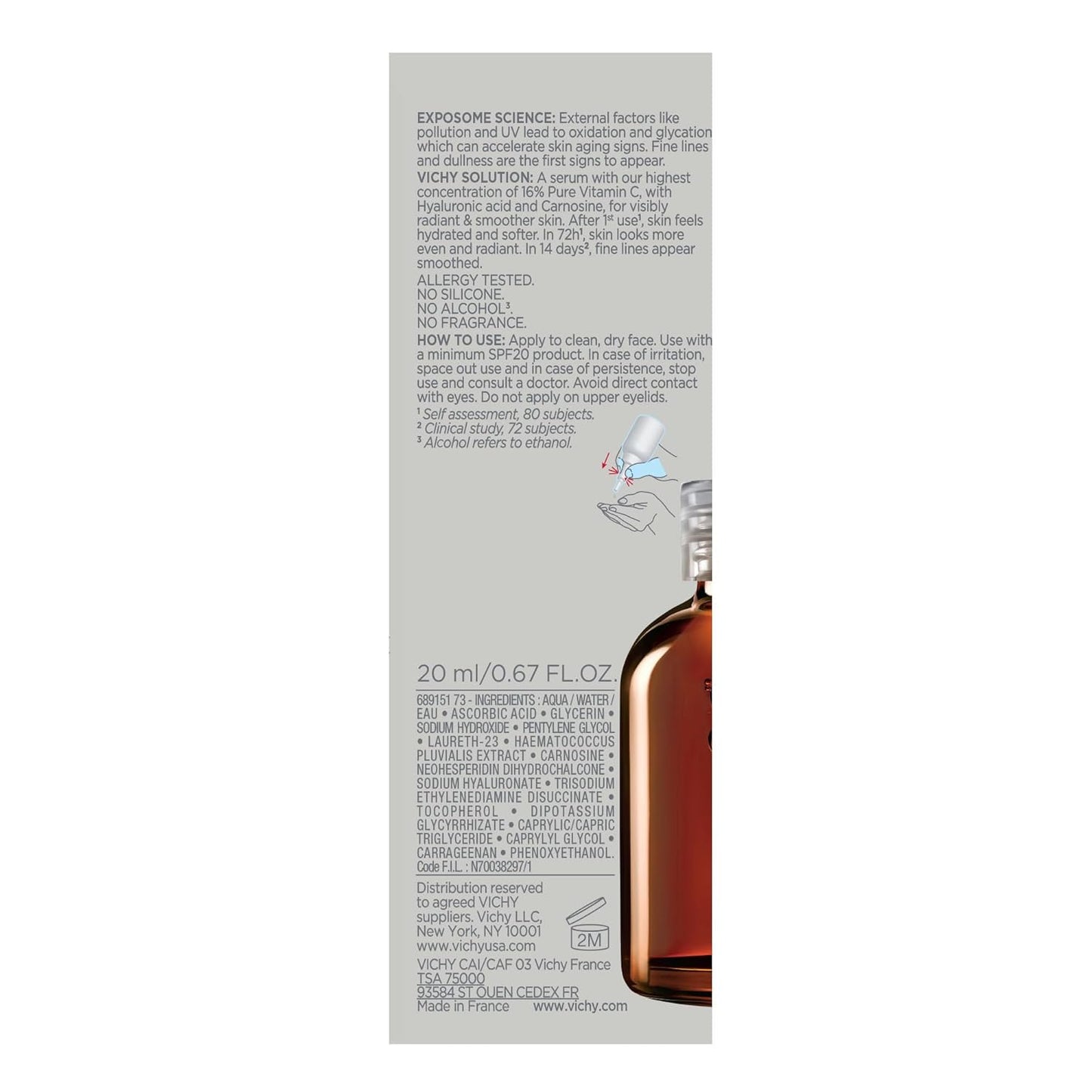 Vichy LiftActiv Vitamin C Serum - Brightening Face Serum with Hyaluronic Acid & Vitamin E | Reduces Fine Lines & Improves Radiance
