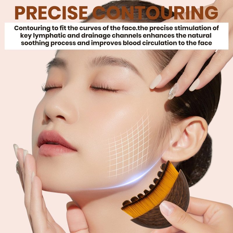 2pcs New Lymphatic Contour Face Brush, Face Brush for Lymphatic Drainage,Soft Facial Sculpting GuaSha Dry Tool，Face Contour Depuff Lift Tool for Anti-Puffiness & Detox, Fit The Skin Precisely (2pcs)
