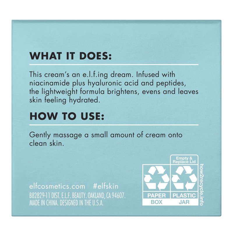 e.l.f. SKIN Holy Hydration! Face Cream with Hyaluronic Acid, Niacinamide & Peptides, Nourishing & Plumping Moisturizer, Vegan & Cruelty-Free