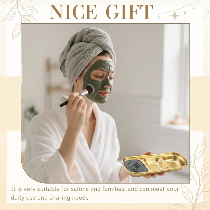 DIY Esthetician Bowls - Stainless Steel Face Mask Tray Set | 4 Pcs Gold Compartment for Spa & Skincare