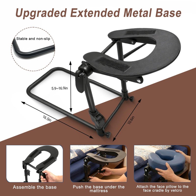 Massage Head Rest for Bed, Adjustable Massage Face Cradle, Home Mattress Top Massage Kit, Home Spa and Salon Table Attachment, Massage Pillow Face Down Perfect for Eye Surgery Recovery & Relaxation