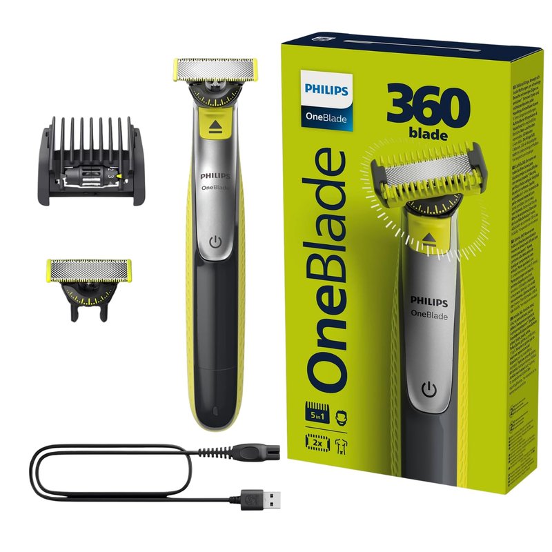 PHILIPS Shaver OneBlade 360 Face, Hybrid Electric Beard Trimmer and Shaver with 5-in-1 Face Stubble CombQP2730 20 (QP2730/20)