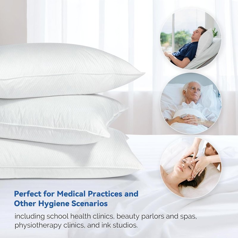 JMU Disposable Pillow Cases - 100PCS Medical Tissue/Poly Covers | 21" x 30" | White