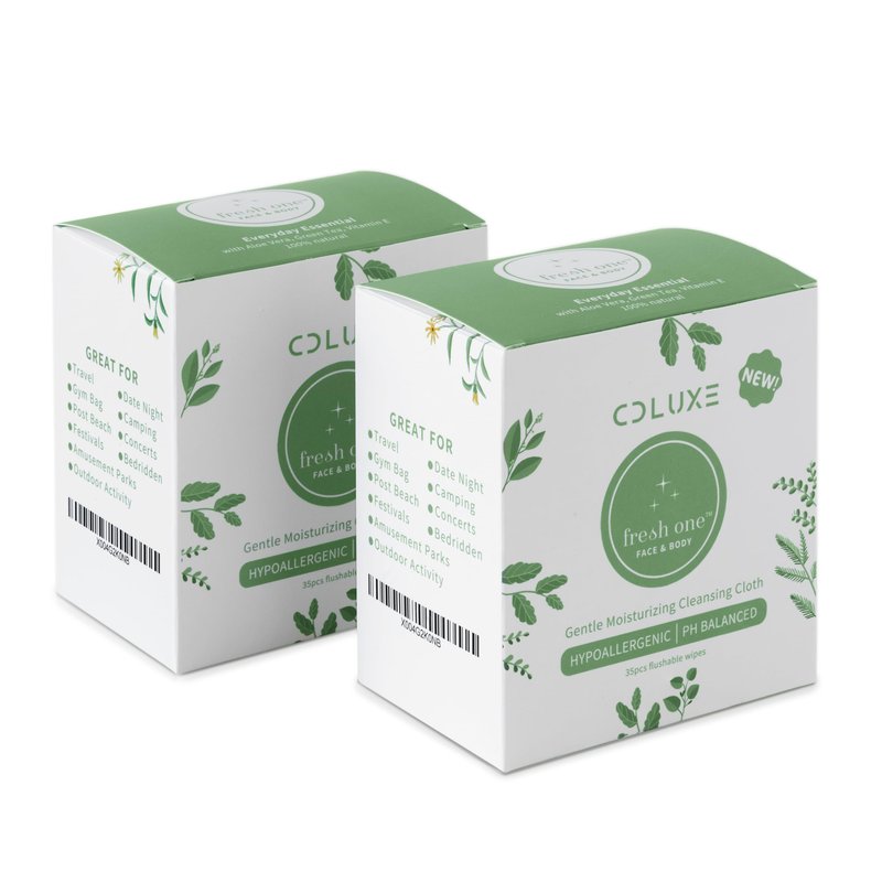 Fresh One Hand-Body-Face Cleaning Water-Based Wipes (Men, Women, Kids) - All Natural Gentle, Sensitive Skin, Deodorizing, Flushable Individually Wrapped Travel Wipes (70)