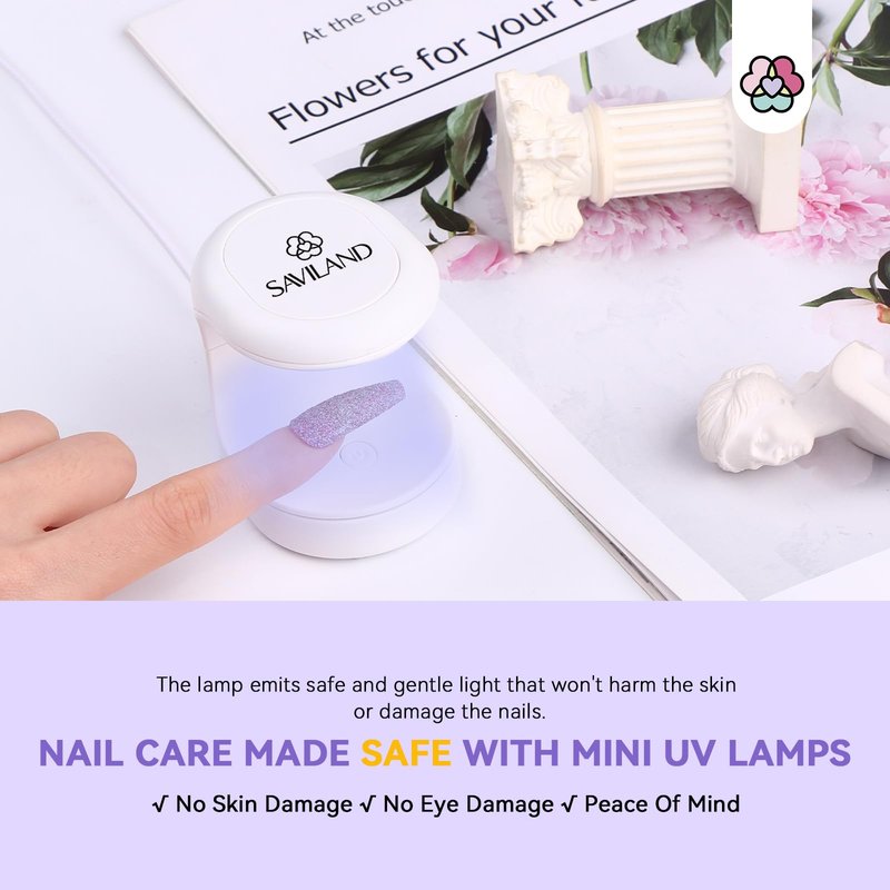 SAVILAND Gel U V Nail Lamp: 12W Pink Mini Portable U V Light for Gel Nails Fast Curing 2 Timers Cure Lamp lampara led para uñas USB Interface Folding Design Personal DIY Home Traveling Use