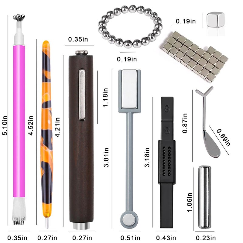 DANNEASY 54PCS Cat Eye Nail Magnet Set, Cat Eye Gel Nail Polish Magnet for Nails, 3-IN-1 Magnets for Cat Eye Gel Polish, Cat Eye Magnets Sticks Nail Design Tools Nail Art Accessories