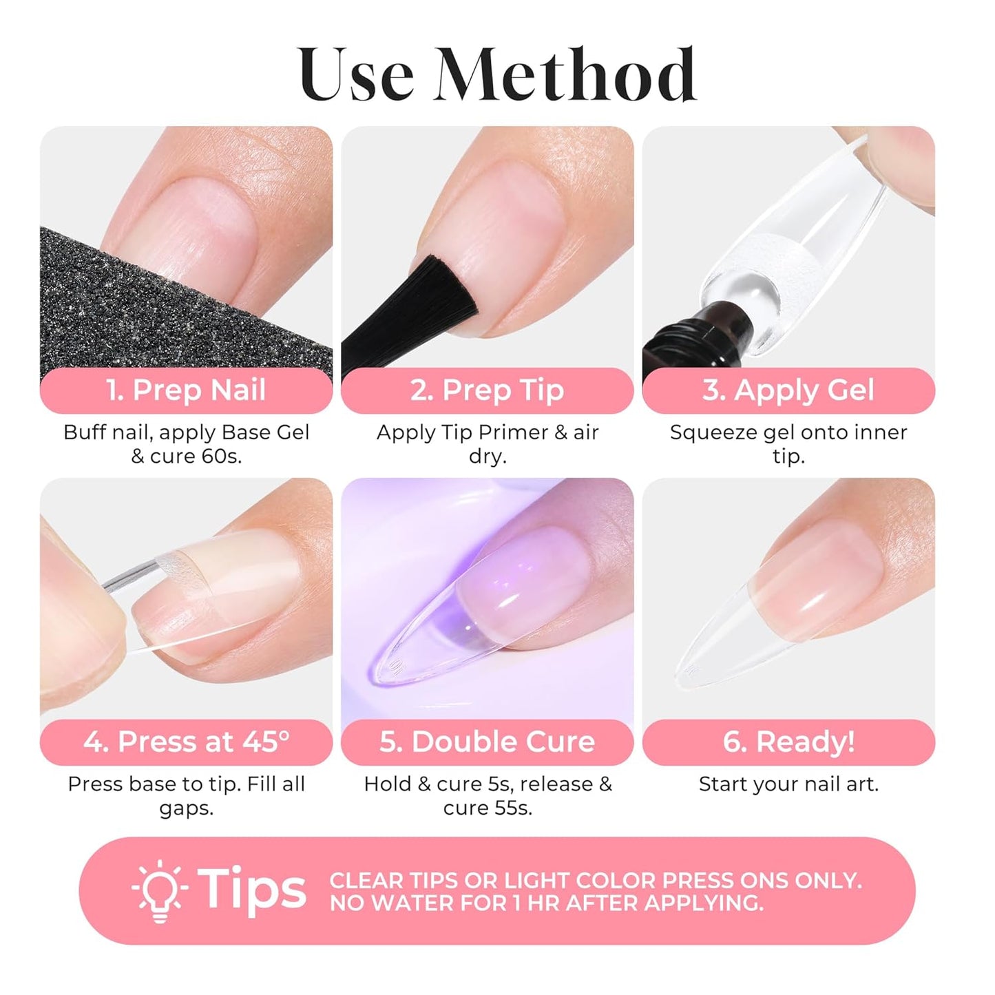 Solid Nail Glue Gel - Super Strong 15ml for Acrylic & Soft Gel Tips | UV/LED Lamp Required