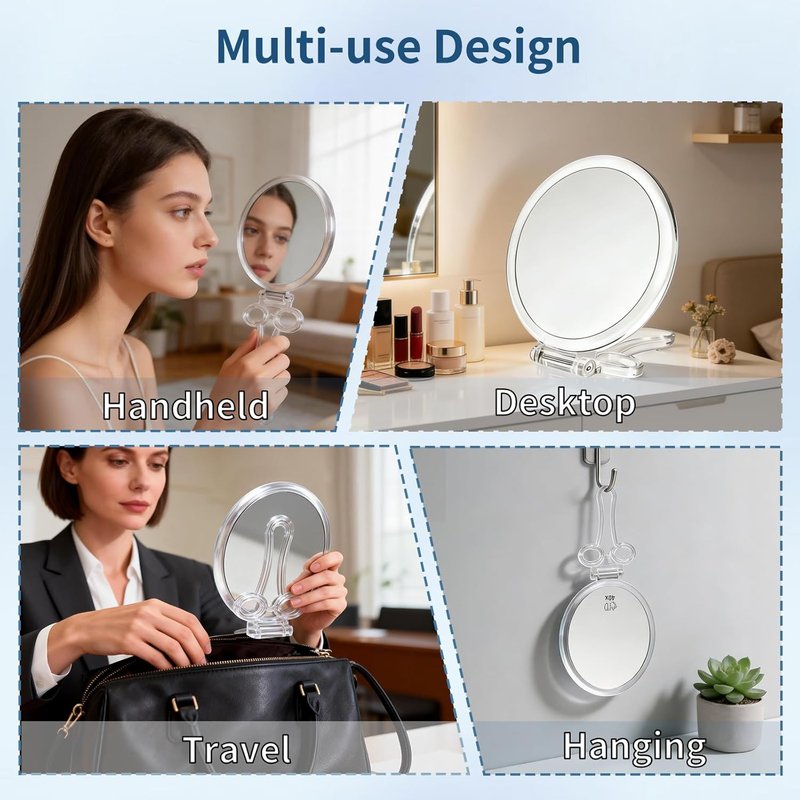 Magnifying Hand Mirror by [Brand Name] - Double-Sided 1X/40X Portable Travel Makeup Mirror