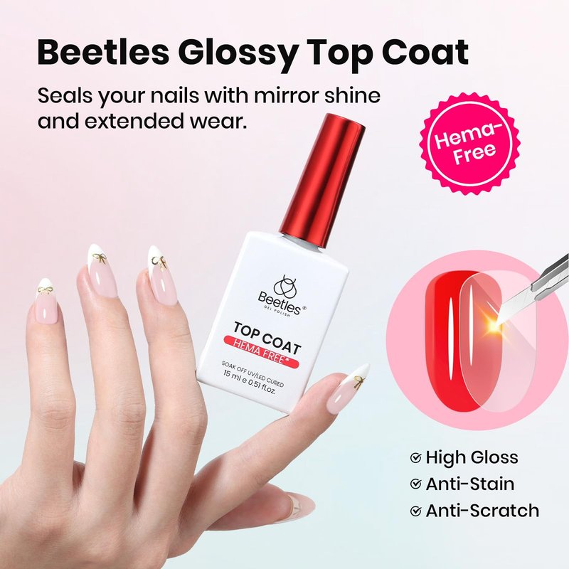 Beetles HEMA Free Gel Polish Set 15ml, White Gel Nail Polish with Gel Base and Top Coat, UV LED Soak Off Gel Polish Kit for Sensitive Nails, DIY French Tip Manicure