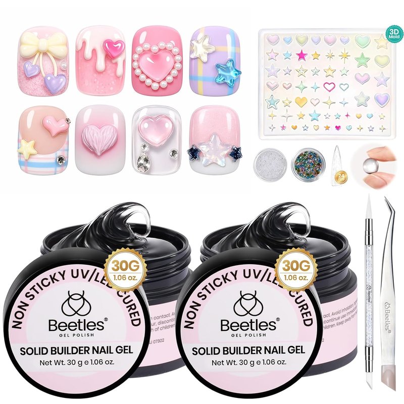 Beetles 3D Gel Nail Art - 2 oz Non-Sticky Clear Sculpting Gel for Easy DIY Nail Designs | Pastel Playland