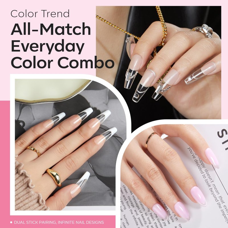 Modelones Base Coat Builder Nail Gel - 8-in-One Clear & Baby Pink Rubber Polish | 10ml Apex Strengthener